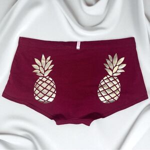 VS Pink Low Rise Boyshort Panty NWOT - Maroon/Gold (M)